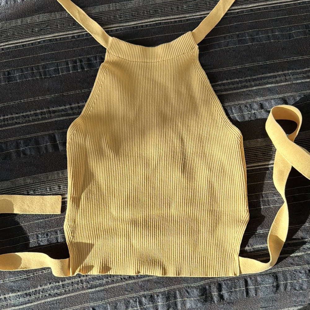 Yellow Ribbed Halter Top - Picture 2 of 2
